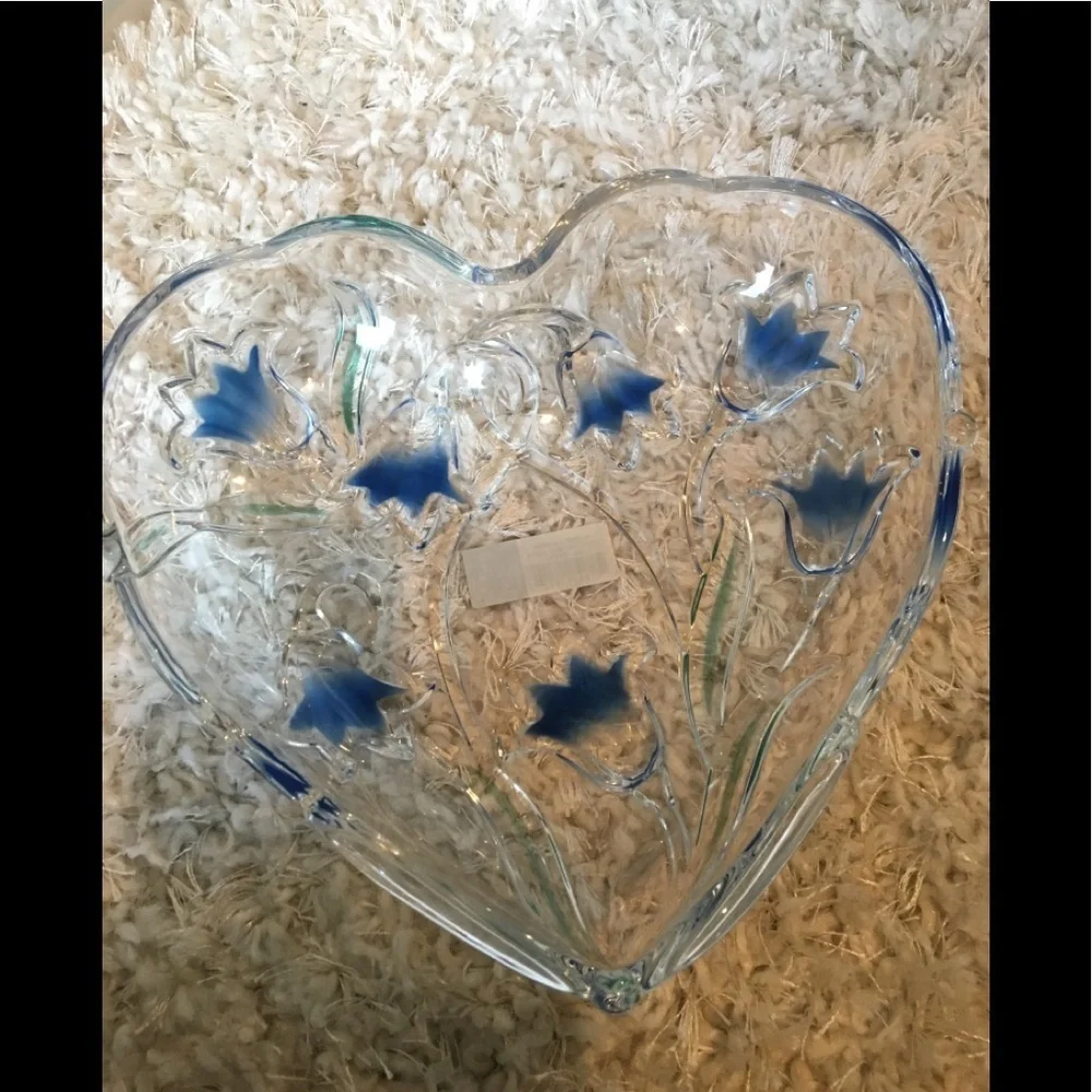 Mikasa Glass Heart Bluebells Dish